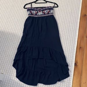 THML ruffle high low strapless dress